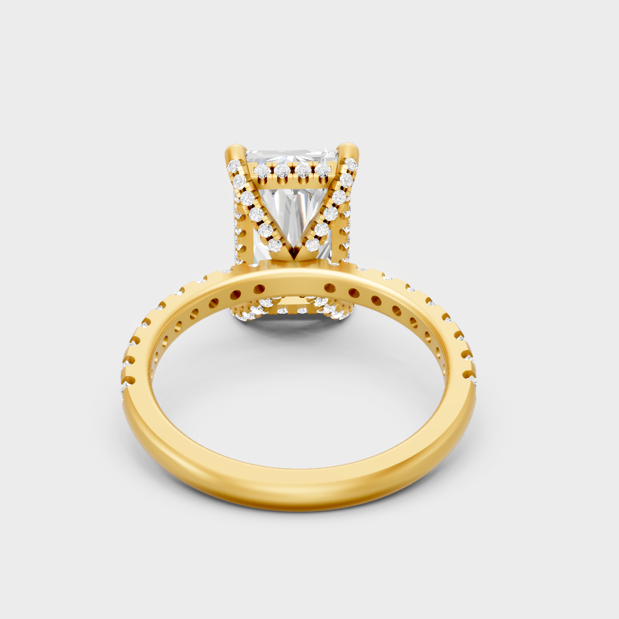 Designer Radiant Diamond Ring In Yellow Gold