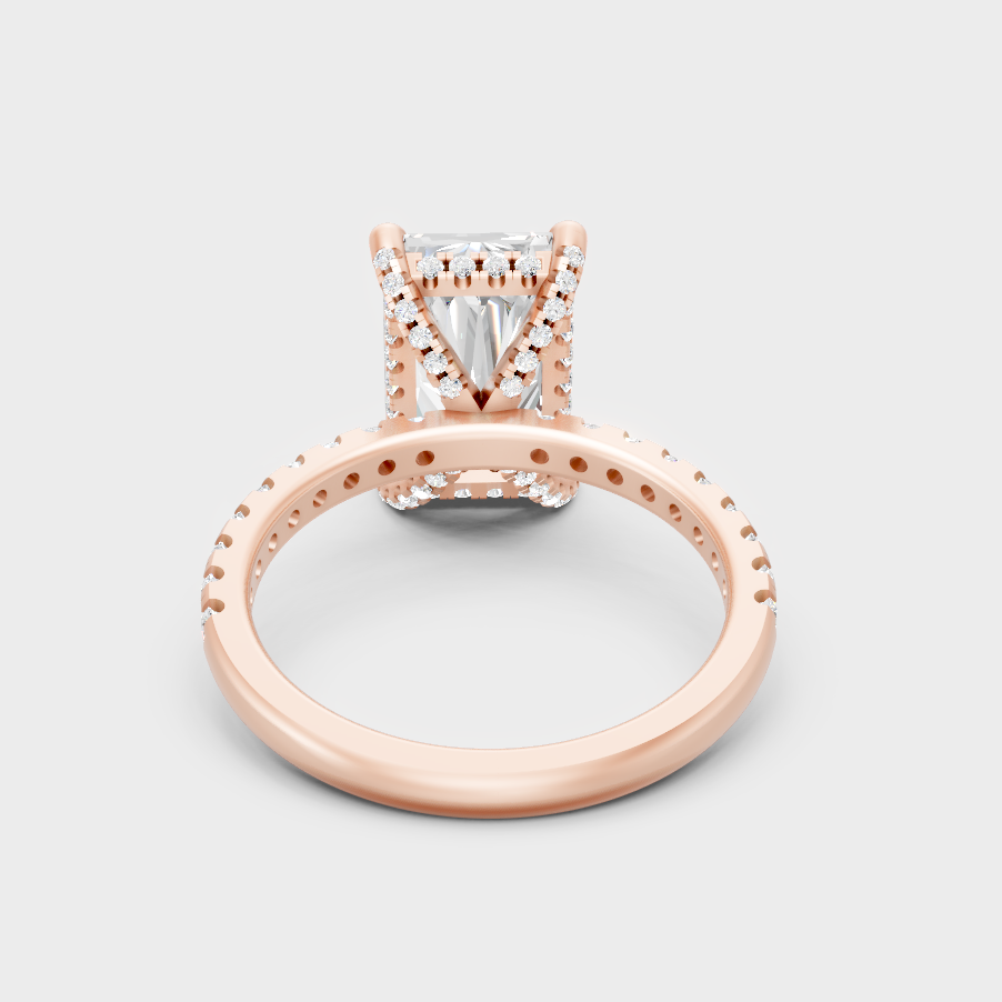 Rose Gold Radiant Lab Grown Diamond Ring Elegant Luxury Style