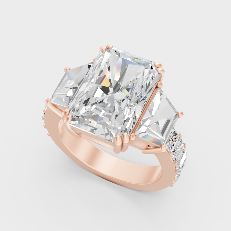 Radiant Cut Lab Diamond Ring In Rose Gold Elegant Design