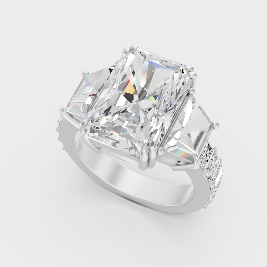 Platinum Radiant And Trapezoid Cut Diamond Ring Timeless Luxury