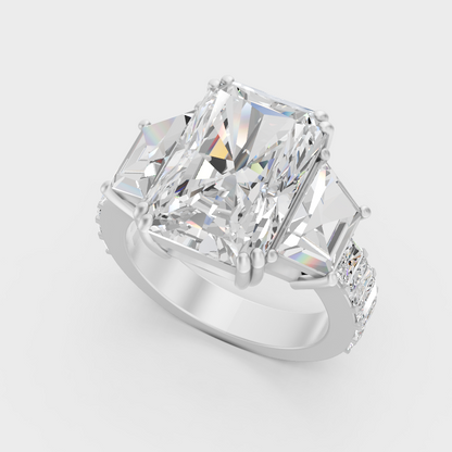 Platinum Radiant And Trapezoid Cut Diamond Ring Timeless Luxury