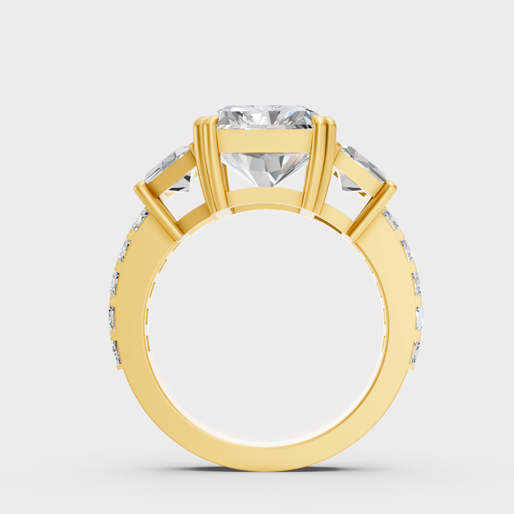 Yellow Gold Radiant Diamond Anniversary Ring Luxury Style