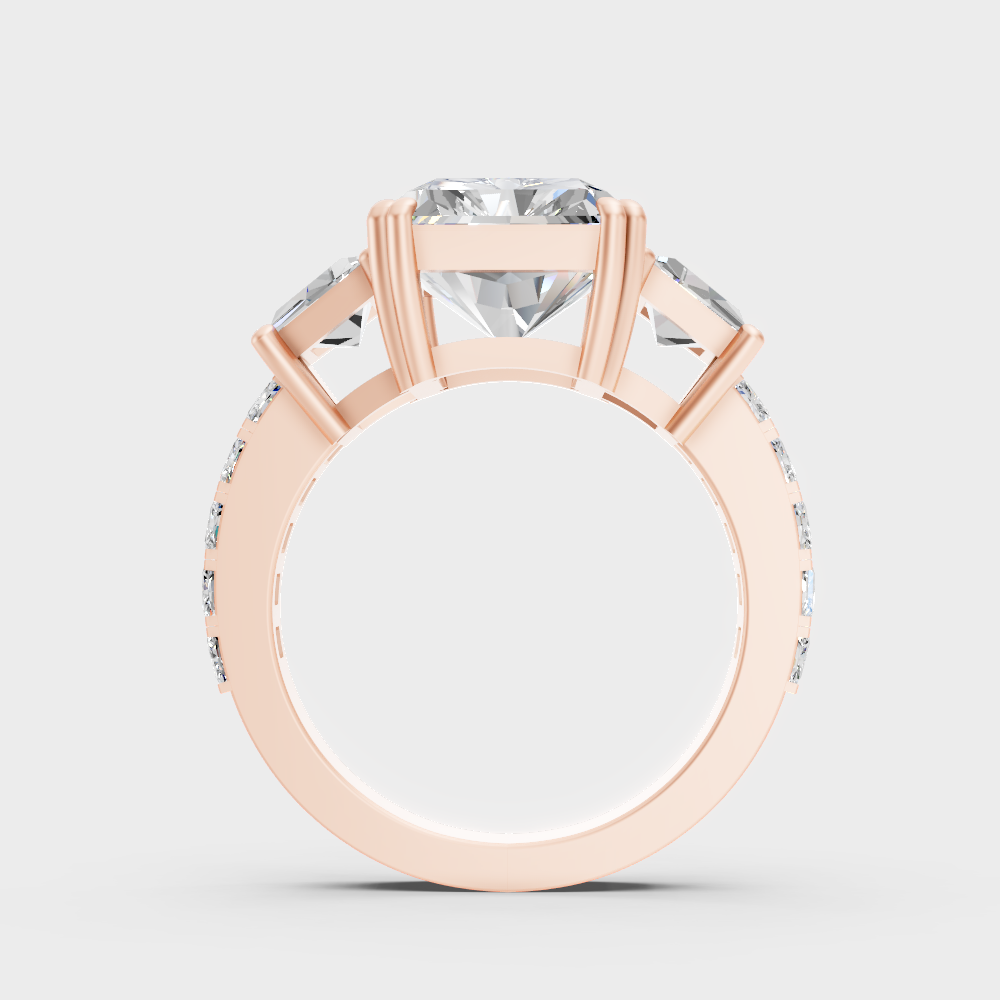 Rose Gold Luxury Radiant Diamond Bridal Ring Elegant Style