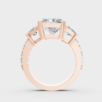 Rose Gold Luxury Radiant Diamond Bridal Ring Elegant Style