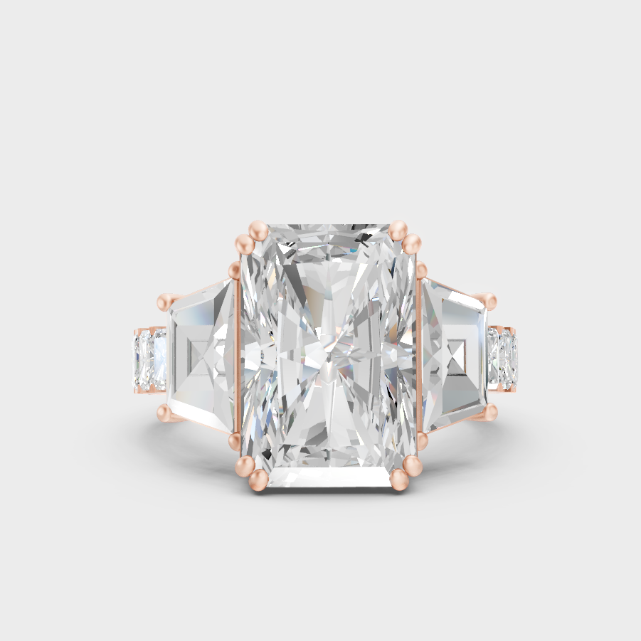 Rose Gold Radiant Lab Grown Diamond Ring Elegant Couture Style