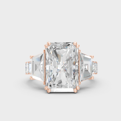 Rose Gold Radiant Lab Grown Diamond Ring Elegant Couture Style