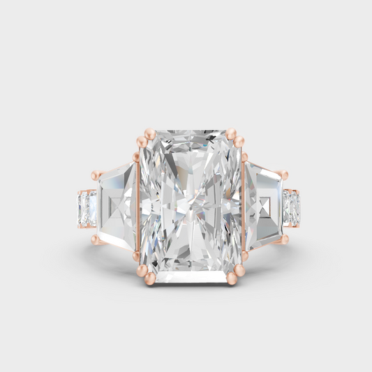 Rose Gold Radiant Lab Grown Diamond Ring Elegant Couture Style