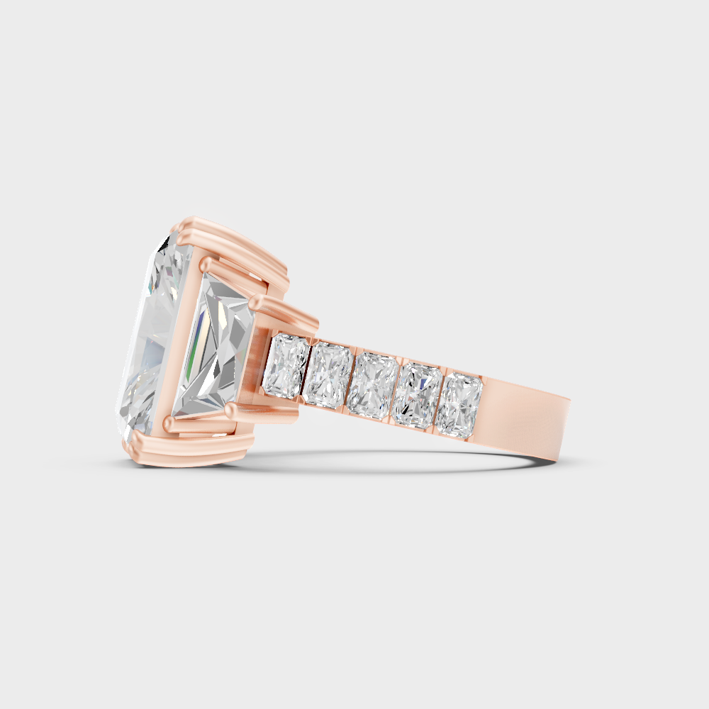 Ethical Lab Grown Radiant Trapezoid Ring In Rose Gold