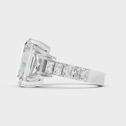 White Gold Certified Radiant Trapezoid Diamond Ring Fine Jewelry