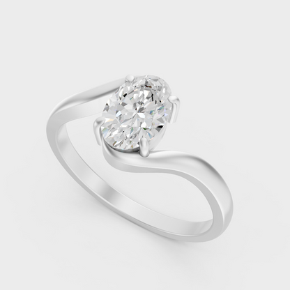 Platinum High End Oval Diamond Ring