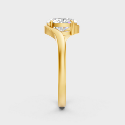 Designer Oval Diamond Ring In Yellow Gold