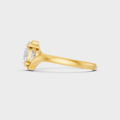 Yellow Gold Oval Diamond Bridal Ring Luxury Jewelry