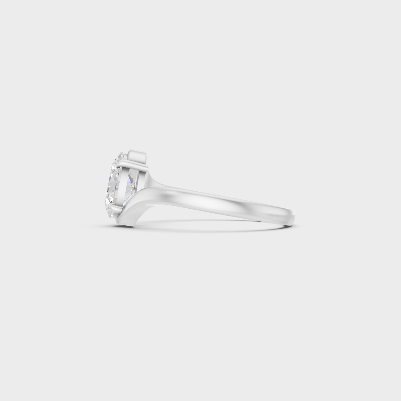 Platinum Fine Jewelry Oval Diamond Ring For Women