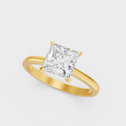 2 Carat Princess Diamond Ring In Yellow Gold Fine Jewelry