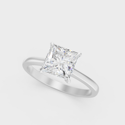 Platinum Princess Cut Diamond Solitaire Ring Timeless Elegance