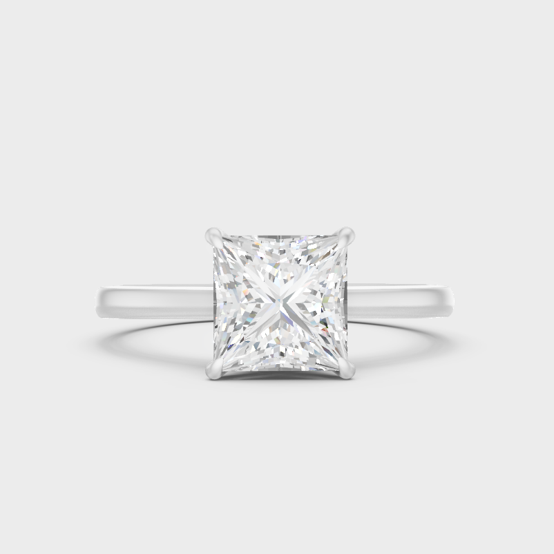White Gold Princess Engagement Ring With Certified Lab Diamonds