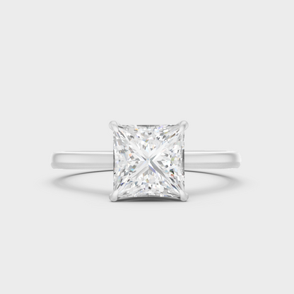 White Gold Princess Engagement Ring With Certified Lab Diamonds