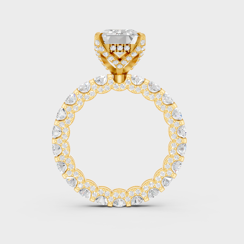 Yellow Gold Emerald Diamond Anniversary Ring Luxury Design