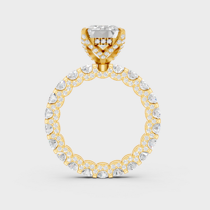 Yellow Gold Emerald Diamond Anniversary Ring Luxury Design