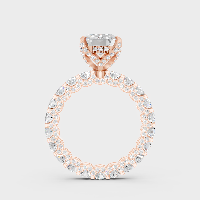 Rose Gold Luxury Emerald Diamond Eternity Band For Women