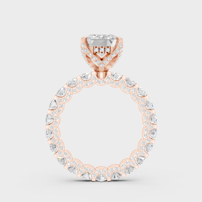 Rose Gold Luxury Emerald Diamond Eternity Band For Women