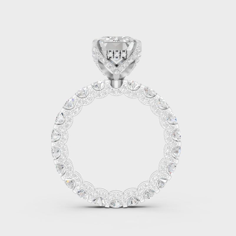 White Gold Emerald Diamond Wedding Band With Brilliant Sparkle