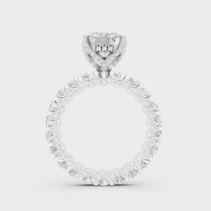 White Gold Emerald Diamond Wedding Band With Brilliant Sparkle