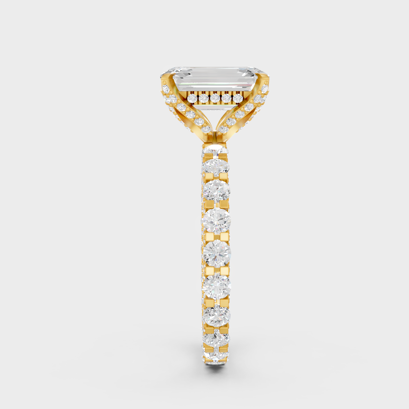 Yellow Gold Emerald Statement Eternity Ring Luxury Jewelry