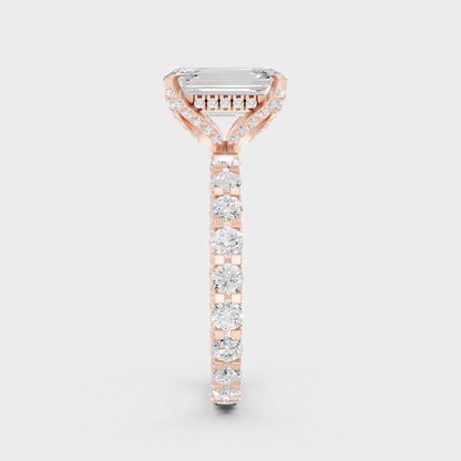 Emerald And Round Lab Diamond Eternity Ring In Rose Gold Luxury Style