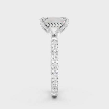 White Gold Certified Emerald Round Diamond Ring Elegant Style