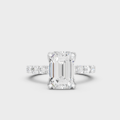 White Gold Emerald Round Diamond Eternity Band Fine Jewelry