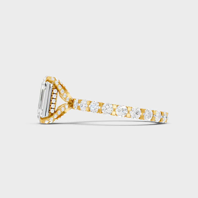 Elegant Emerald Diamond Eternity Band In Yellow Gold