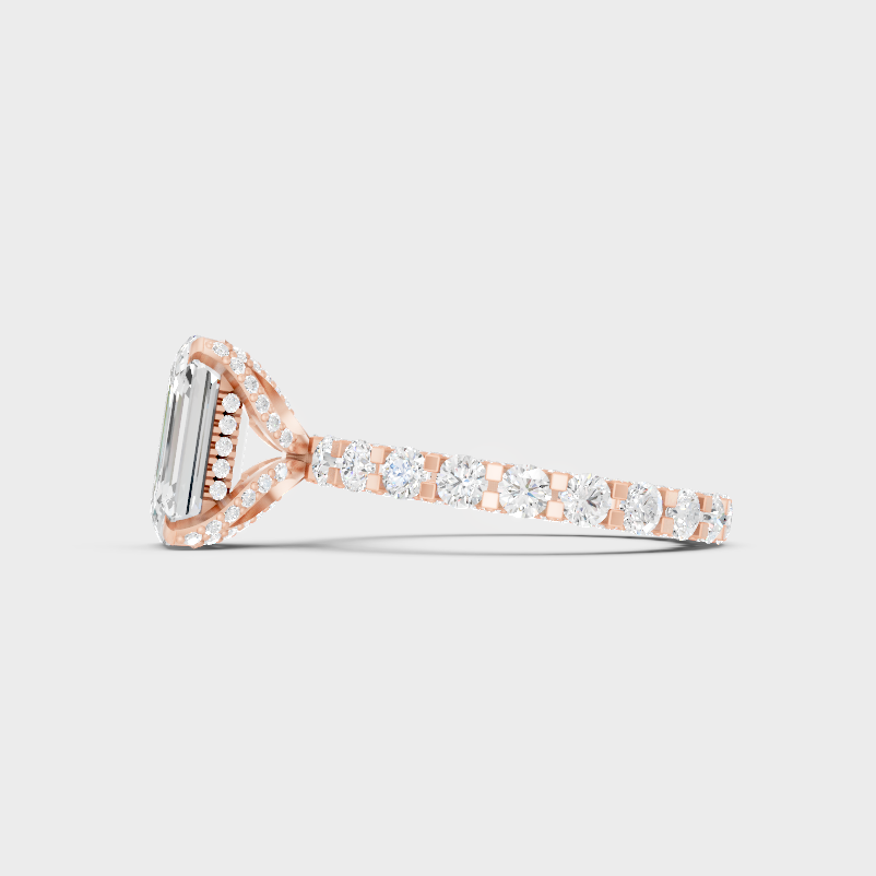 Rose Gold Emerald Lab Grown Diamond Eternity Ring Elegant Style