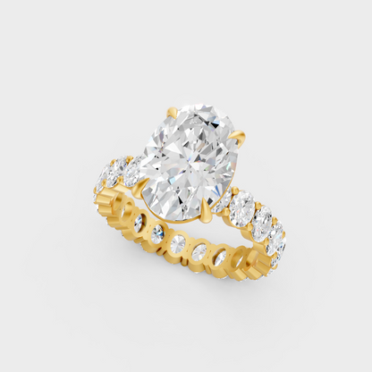 6.25 Ct Oval Diamond Ring In Yellow Gold Fine Jewelry