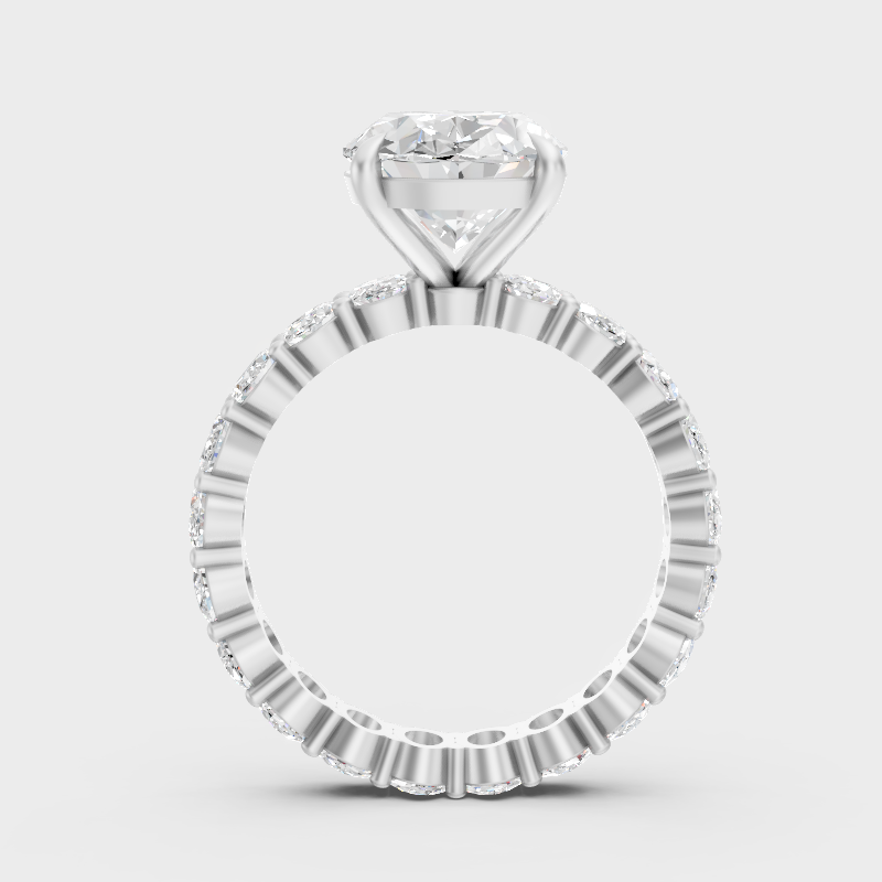 White Gold Oval Proposal Ring With Brilliant Accent Diamonds