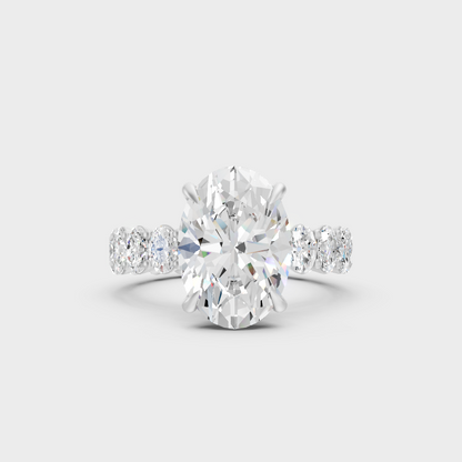 White Gold Oval Engagement Ring With Certified Lab Diamonds