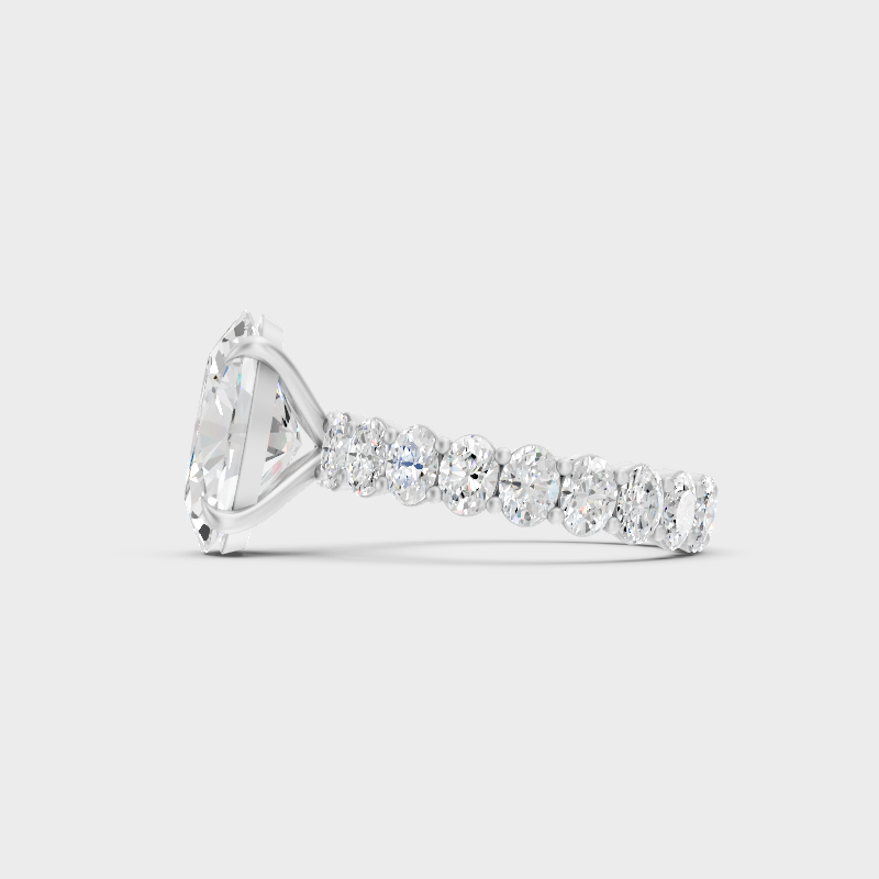 White Gold Certified Oval Diamond Ring Elegant Design