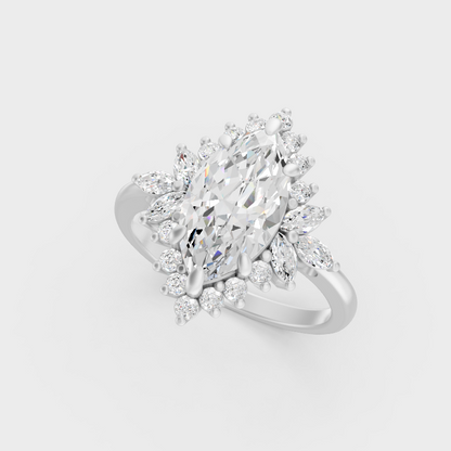 Platinum Marquise And Round Cut Halo Ring Timeless Elegance