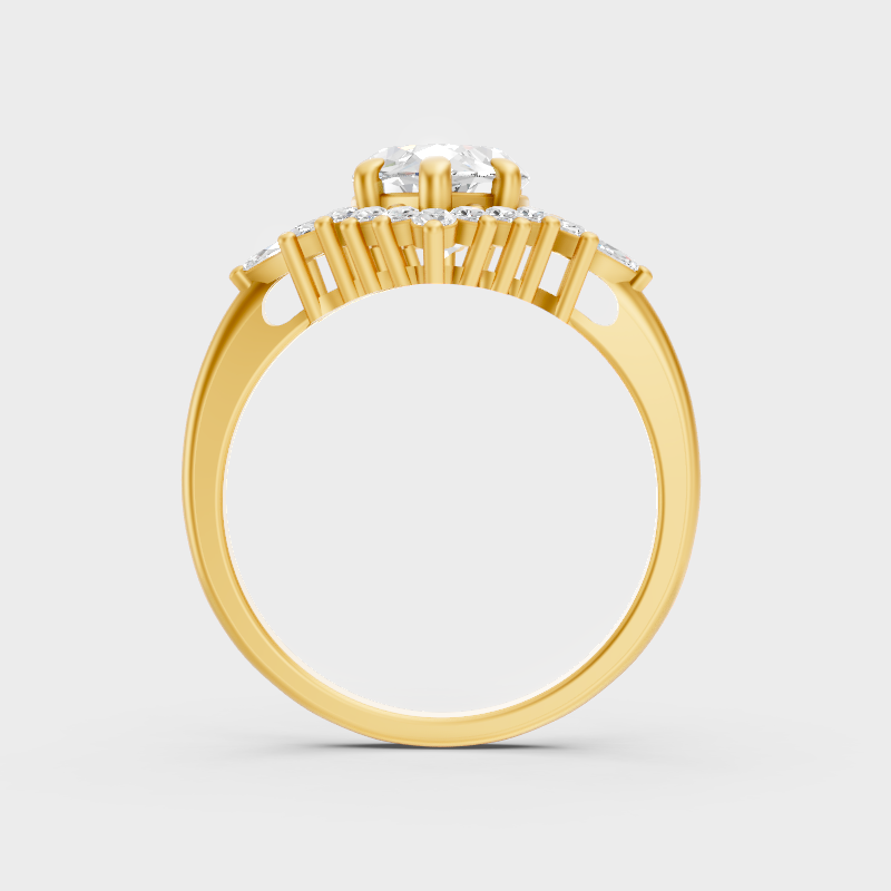 Yellow Gold Marquise Diamond Bridal Ring Luxury Style