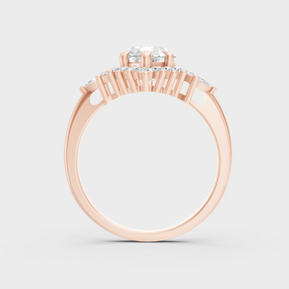 Rose Gold Luxury Pear Halo Diamond Engagement Jewelry