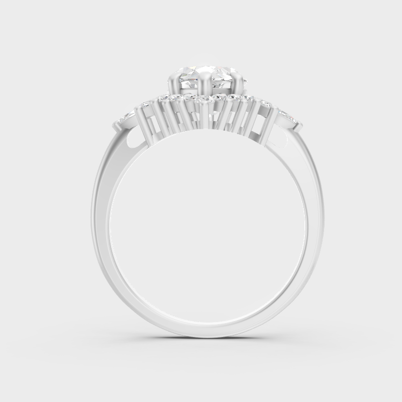 White Gold Marquise Proposal Ring With Brilliant Halo Sparkle