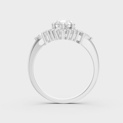 White Gold Marquise Proposal Ring With Brilliant Halo Sparkle