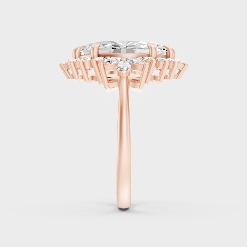 Rose Gold Luxury Marquise Halo Diamond Engagement Jewelry