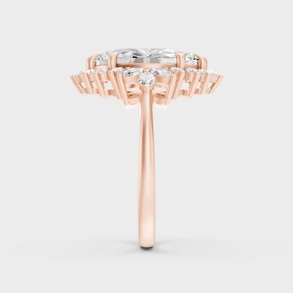 Rose Gold Luxury Marquise Halo Diamond Engagement Jewelry