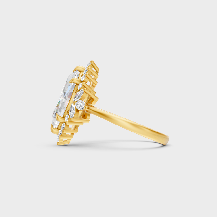 Elegant Marquise Proposal Halo Ring In Yellow Gold