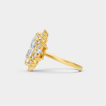 Elegant Marquise Proposal Halo Ring In Yellow Gold
