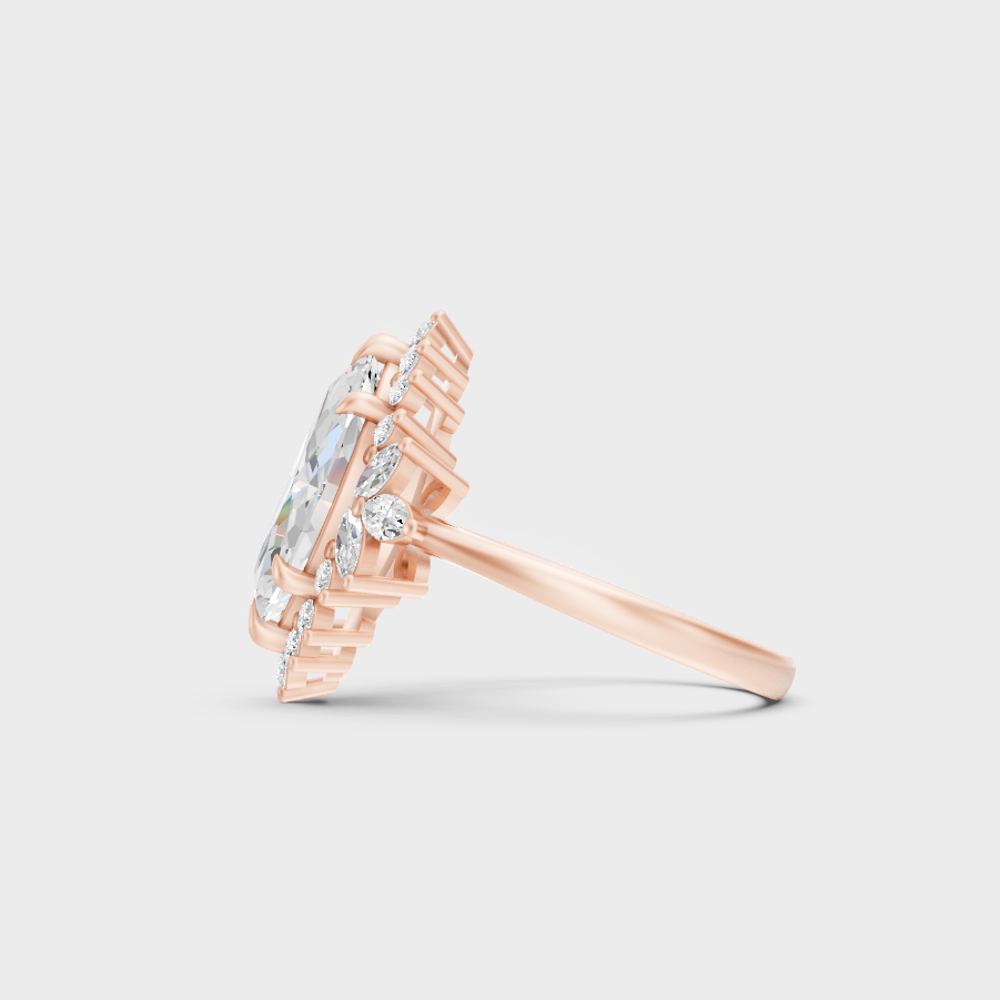 Marquise Cut Lab Diamond Halo Ring In Rose Gold Elegant Design