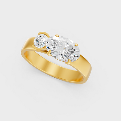 1.68 Ct Oval Diamond Toi Et Moi Ring In Yellow Gold