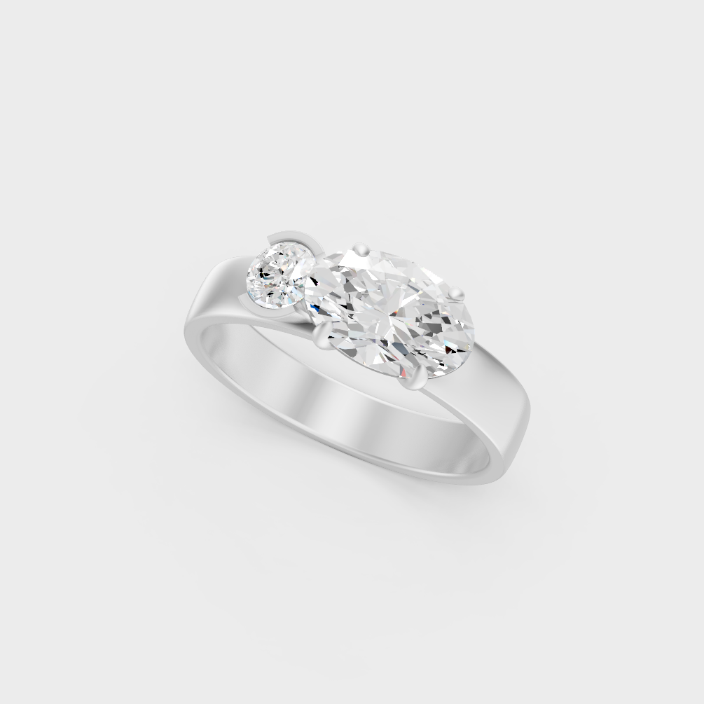 White Gold Oval And Round Diamond Engagement Ring Fine Jewelry