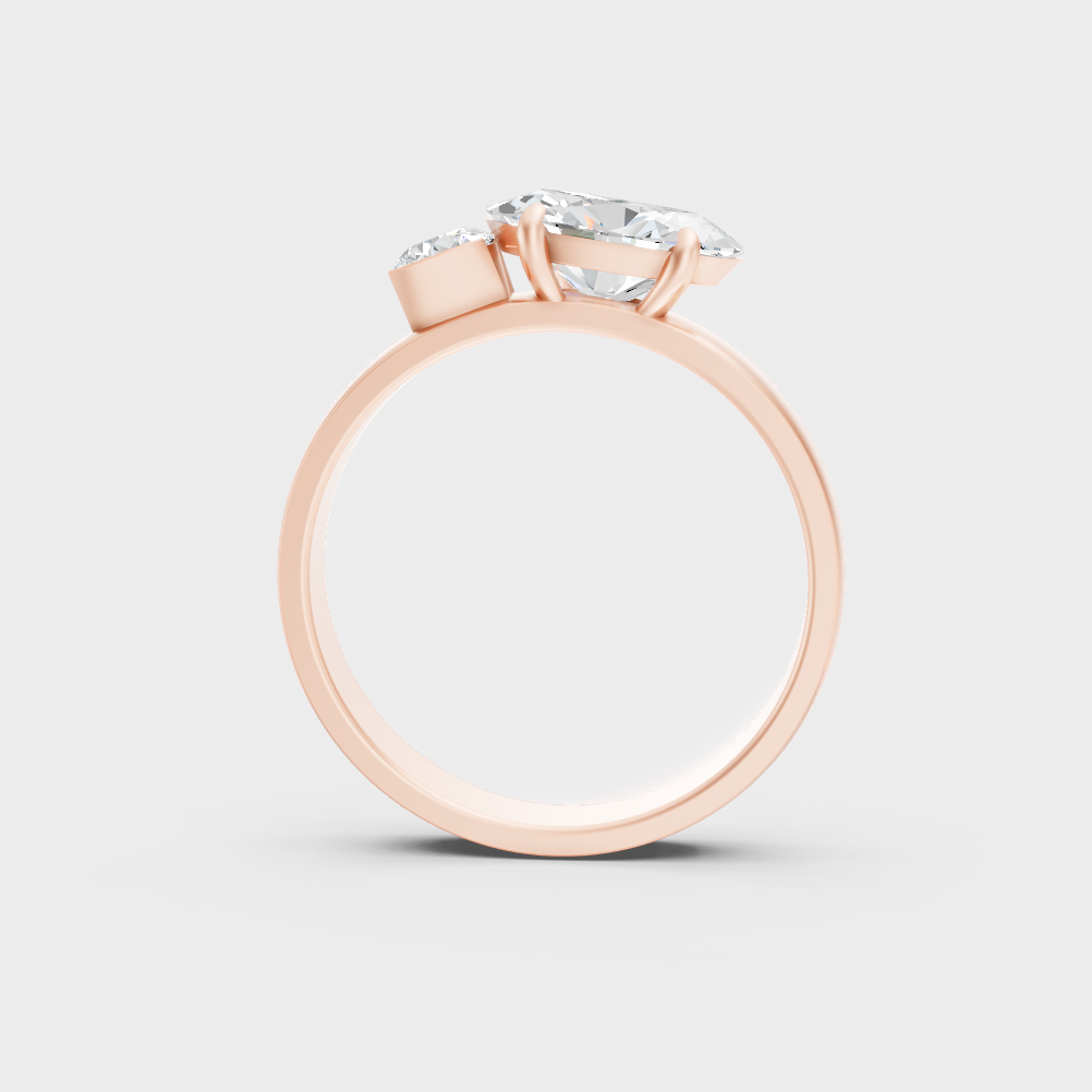 Rose Gold Luxury Toi Et Moi Diamond Engagement Ring